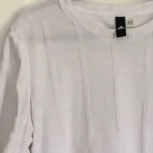 RARE ADIDAS ORIGINALS Tee Curved Hem unique waffle texture white short sleeve